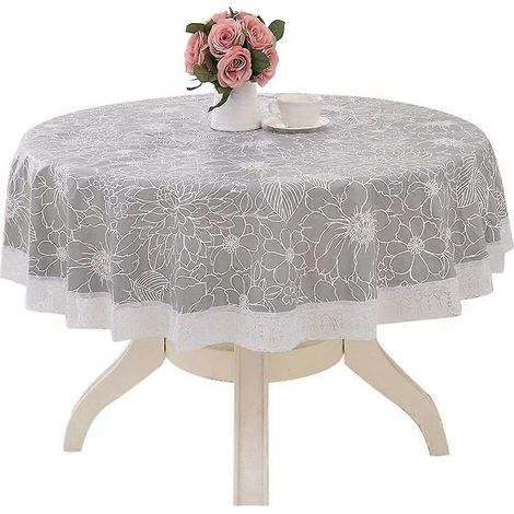 Nappe ronde 180 cm, facile à nettoyer, imperméable, infroissable, antitache et lavable en polyester et PVC. (1/5)