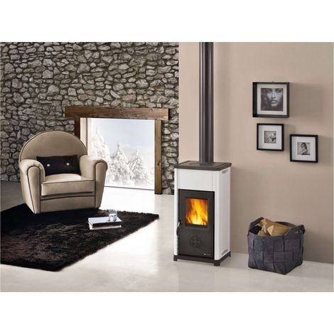 stufa a legna la nordica + extraflame "tea" bianco 7 kw