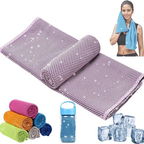 Serviettes rafraîchissantes, serviettes glacées, serviettes de fitness douces et respirantes (pour le cou et le visage), châles d'entraînement rafraîchissants à séchage rapide (roses). (1/5)