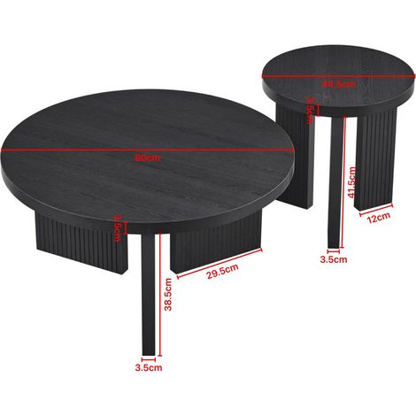Runde schwarze Couchtische aus MDF, 2er-Set HAVRYA (1/5)