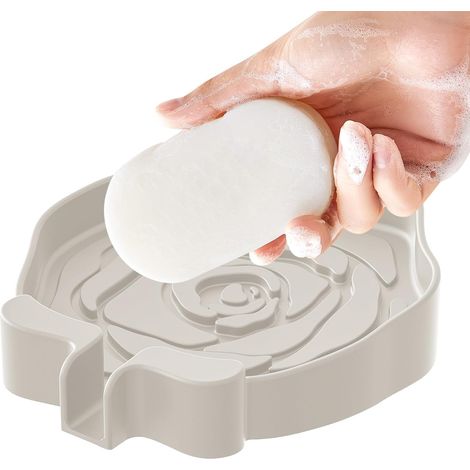 Soucoupe À Savon Accessoires de Rangement pour Salle de Bain en Silicone Savonnière de Douche pour Cuisine Salle de Bain Plan de Travail Camping Extérieur (1/5)