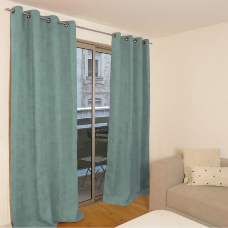 OTTAWA - Rideau thermique occultant jacquard 140x260 cm Coloris - Vert d'eau (1/4)