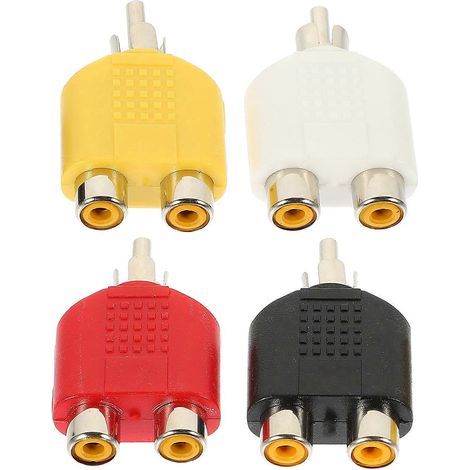 Adaptateur en Y RCA mâle vers double femelle (lot de 4)-4.40X2.60X1.30CM (1/2)