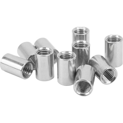 Écrous raccord ronds M10x1,5 L20mm inox, lot de 10, filetage femelle, manchon taraudé, douille de liaison pour tige filetée (1/5)