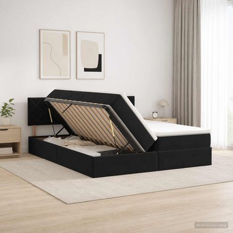 Letto con Contenitore con testiera 2 pz Nero vidaXL (1/5)