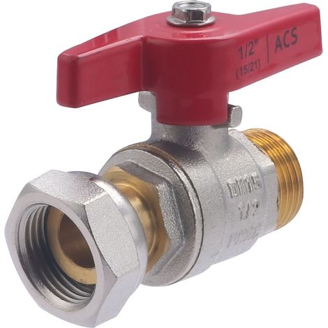 Noyon & Thiebault – Vanne papillon mâle femelle écrou libre 15x21 – Raccordement écou tournant – Compatible eau potable – Ouverture quart de tour