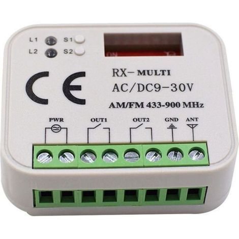 Garagentor-Fernbedienungsempfänger mit 2 Kanälen für 433–868 MHz Sender (Multifrequenz-RX) (1/5)