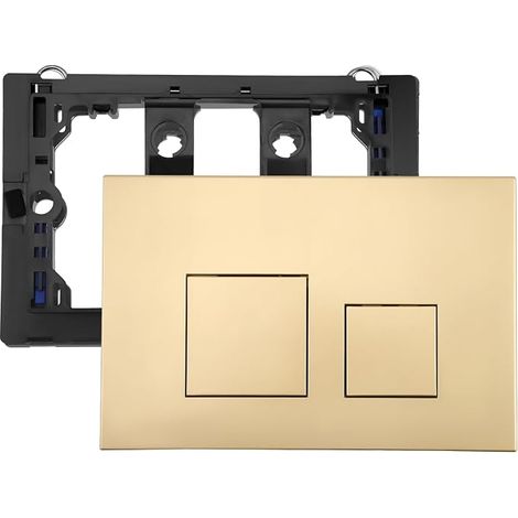 Plaque de Commande WC Suspendu,Plaque de Déclenchement,Double Déchargement,Avec Jeu De Tiges D'Échappement Et Cadre De Fixation,Compatible Avec Geberit Sigma 01,20,30,50,Up 320,300 (Or) (1/5)