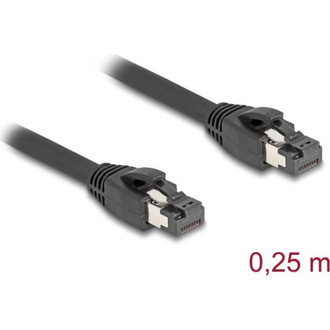 Delock Cable de red RJ45 Cat.8.1 S/FTP, 25Â cm hasta 40 Gbps, negro