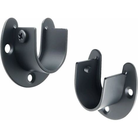 Support de Tringle à Rideaux Douilles en Forme de U Support Tringle Penderie Extrémité de Tige de Penderie pour Rideau ou Armoire, Noir Mat en Acier Inoxydable, 28 mm, 2 Pcs (1/5)