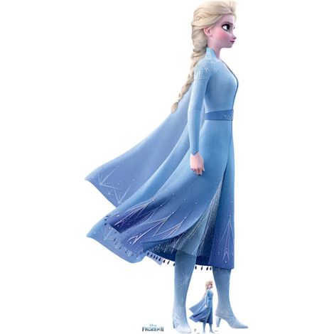 Figurine en carton Elsa La Reine des Neiges 2 en robe bleu au défi Disney Hauteur 183 cm (1/5)