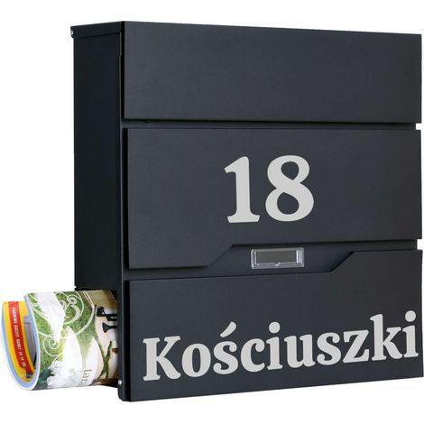 Cassetta postale Vidar, nera con iscrizioni