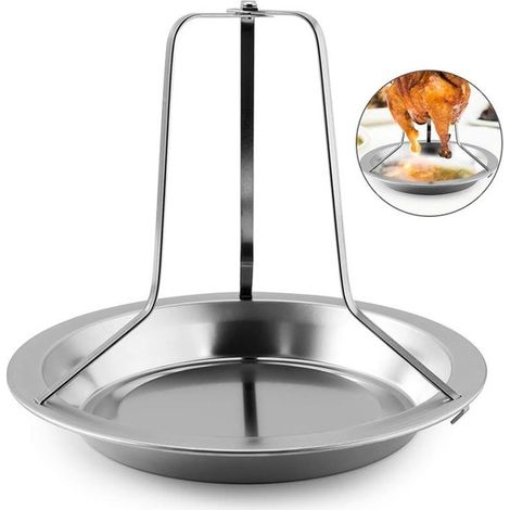 Parrilla para pollo, Colección BBQ, Soporte para pollo, Asar pollo, Fácil de limpiar, Desmontable, Pollo a la cerveza, Acero inoxidable, Plateado (1/5)