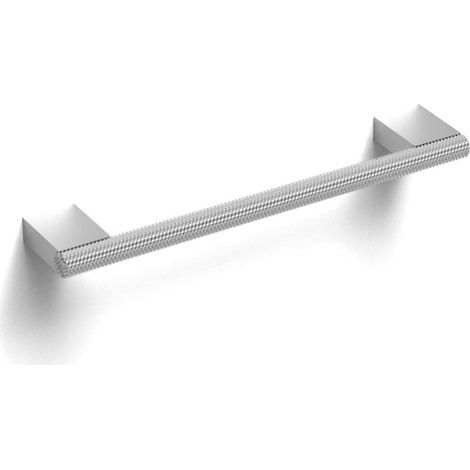 Poignée inox moleté avec support zamack - Hauteur : 37 mm - Entraxe : 320 mm - Décor : Chromé mat - Longueur : 342 mm - Matériau : Inox - FOSUN