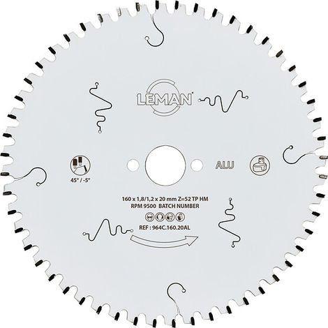 LAME CIRC HM FINE D250X30X2,4 68Z TP NEG ALU - 964C.250.30AL - LEMAN