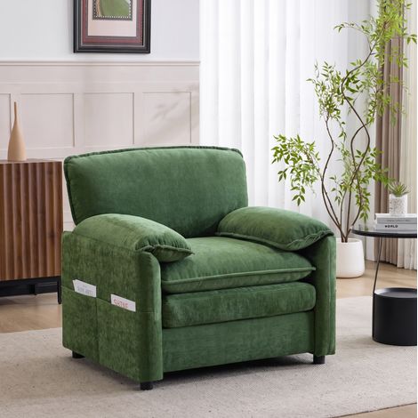 Canapé vert 96x92x90 cm avec poches latérales HAVRYA (1/5)