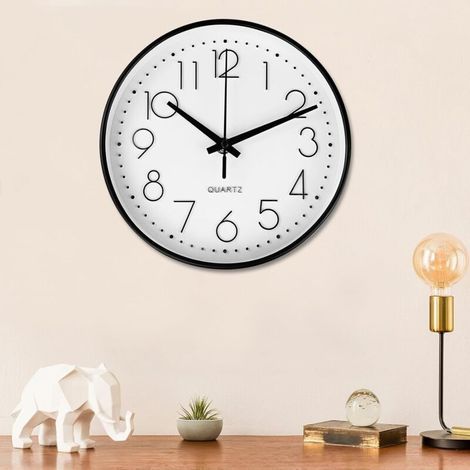 Modern 30CM Silent Non Ticking Wall Clock, Round Decorative Wall Clock, Easy to Read Wall Clock, Minimalist Black Design, for Bedroom