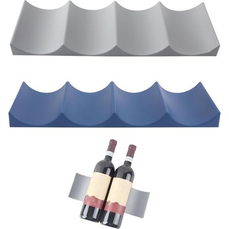 Lot de 2 porte-bouteilles réfrigérateur silicone – Gris & Bleu
