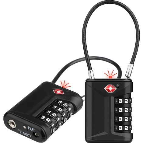 Serrure à Bagages TSA, [Lot de 2] Cadenas à Code 4 Chiffres, Cadenas Valise à Combinaison, Serrures à Bagages pour Valises, Sacs de Sport, Sacs à Dos (1/5)