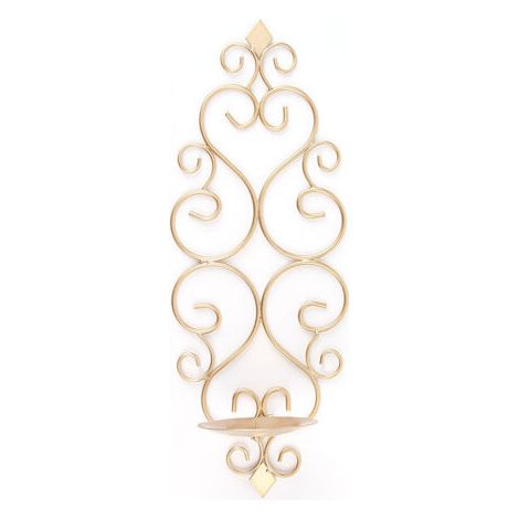 Set di 2 portacandele da parete in metallo color oro, ideali per candele di piccole dimensioni o per decorare le pareti di camere da letto, bagni e soggiorni.