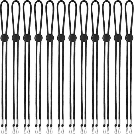 Maskenbänder, Maskenhalter, verstellbare Kordel mit Clips, Maskenhalsband, angenehm um den Hals zu tragen für Frauen, Männer und Kinder, Ohrschutz für Masken (schwarz, 12er-Packung) (1/5)