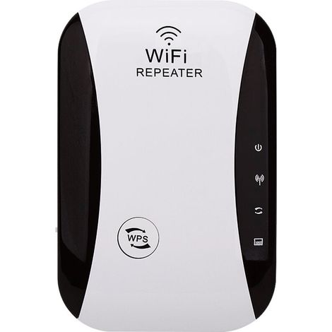 WLAN-Repeater/Verstärker 300 Mbit/s, drahtloser Extender, Netzwerk-Signalverstärker (WPS, einfache Einrichtung, 1 Ethernet-Anschluss, integrierte Antennen, 2,4 GHz) – Erhöhte WLAN-Abdeckung
