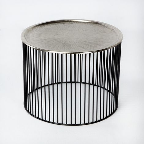 Table d'appoint ronde métal noir et argenté Cirade (1/3)