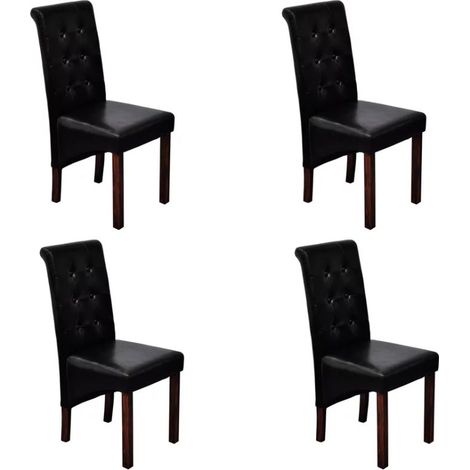 Set di 4 sedie da cucina sala da pranzo imbottite design classico in sintetico nero CDS021799