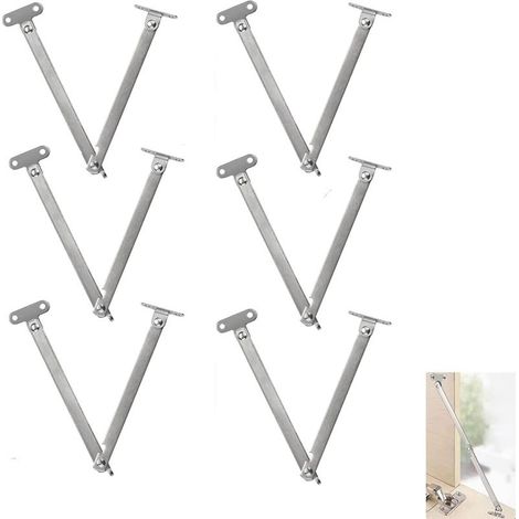 6 Pcs Charnière de Soutien en Acier Inoxydable Charnières à Rabat Pliante Support Charnière de Porte Réglable Cabinet Armoire 230mm pour Meuble Porte Ascenseur Placard Fenêtre (1/5)