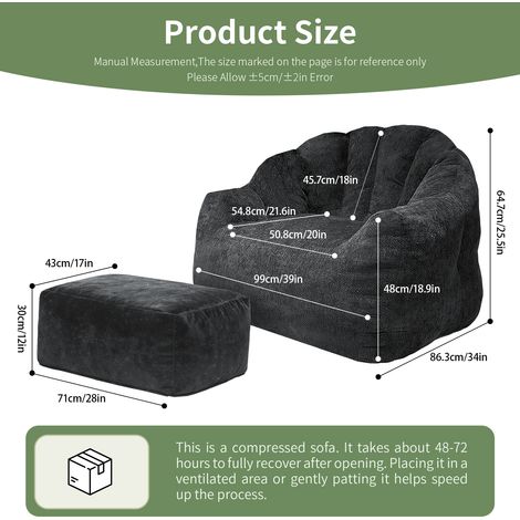 Canapé simple Bear Paw avec pouf – Sublimez votre espace de détente(MI) (1/4)