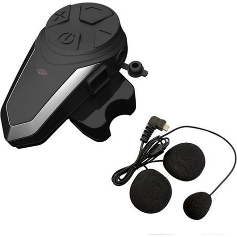 Intercomunicador para casco de motocicleta，Comunicación manos libres para motocicleta，Negro (1/5)