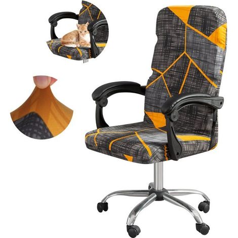 Elastan-Bürostuhlbezug, waschbar, universell, schwenkbar, für Computer-Armlehnen, grau.