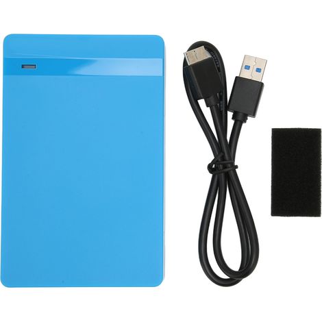 Boîtier disque dur externe 2,5 pouces USB 3.0 Plug and Play, adaptateur mobile HDD, coque pour disque dur, compatible Windows et OS, bleu (1/5)