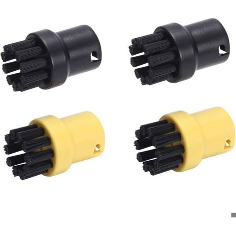 Ensemble brosses rondes fil laiton pour nettoyeur vapeur SC1 SC2 SC3 SC4 SC5 CTK10 CTK20 (2 noires, 2 jaunes) (1/5)