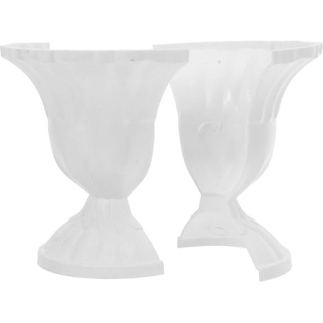 Lot de 2 vases muraux vintage en plastique blanc, design artistique français, jardinières suspendues (1/5)