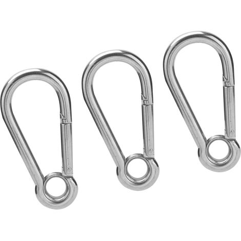 Lot de 3 mousquetons à ressort en acier inoxydable avec anneau, accessoires pour corde de sécurité M9 (9 mm)