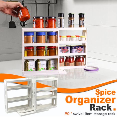 Organisateur de Placard Tournant et Pliant - Porte-condiments de Cuisine Style Européen (1/5)