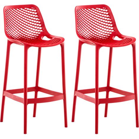 Set di 2 sgabelli da bar con schienale in plastica rossa per uso esterno altezza seduta 75 cm 100005915
