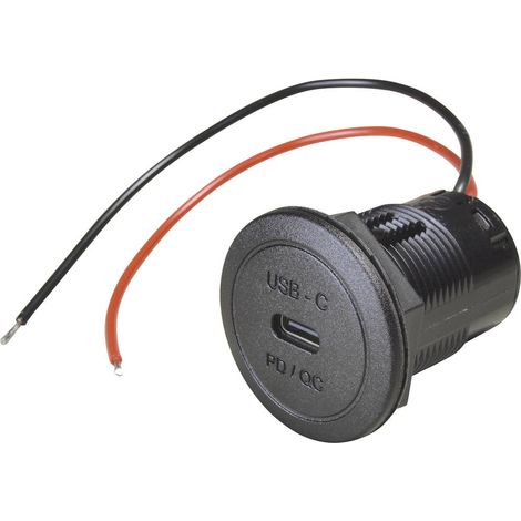 ProCar Presa USB-C da incasso PD/QC EV o LED max. 50 watt Portata massima corrente=3 A 12 o 24 V/DC