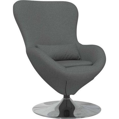 Fauteuil œuf gris foncé, 63 x 73 x 90 cm, recouvert de tissu. (1/5)