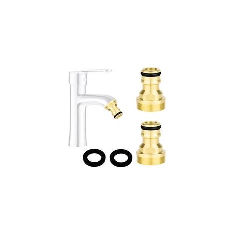 Adaptateur Robinet Tuyau Arrosage Connecteur Nez de Robinet Laiton M24 Adaptateur Robinet Cuisine pour 2 Pièces et Raccords de Tuyau D'arrosage Rapide Raccord Universel pour Robinet (Dorée)