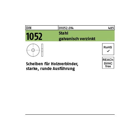 Unterlegscheibe DIN 1052 rund 23 x 80 x 8 Stahl galvanisch verzinkt (1/3)