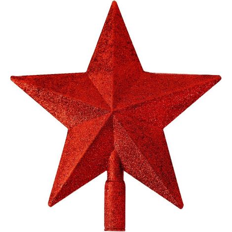 Weihnachtsschmuck, roter fünfzackiger Stern, 20 cm, zum Dekorieren der Spitze eines Weihnachtsbaums. (1/4)