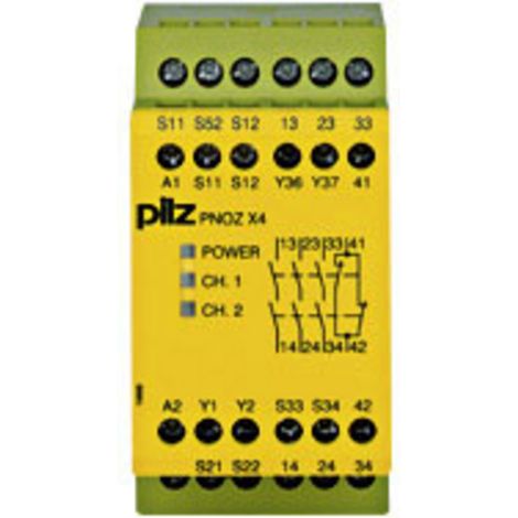 Sicherheitsschaltgerät PNOZ X4 24VDC 3n/o 1n/c PILZ Betriebsspannung: 24 V/DC 3 Schließer, 1 Öffner