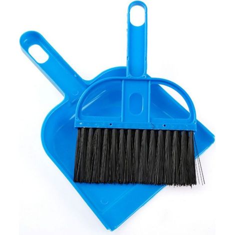 Mini brosse à poussière portable pour miettes/petite pelle à poussière pour cheveux, outil de nettoyage doux pour la maison, la cuisine, la chambre à coucher, le bureau (bleu) (1/5)