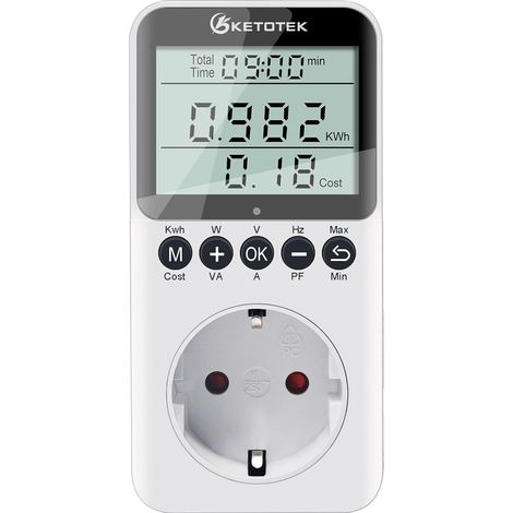 Wattmètre Prise Consommation Electrique, Prise Compteur d'Énergie avec Écran LCD Rétroéclairé, type E/F (1/5)