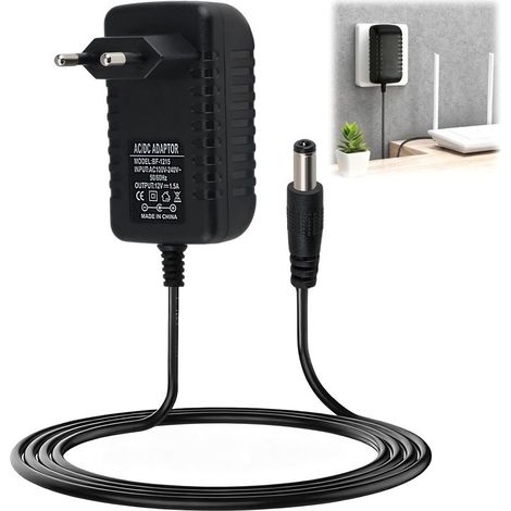 HOXILEELEO - Secteur 12V 1.5A, Alimentation AC 100-240V 50/60Hz, Transformateur d'alimentation Universelle avec Prise DC 5,5 mm x 2,5 mm pour Bandes LED Lampe Caméra Routeur Radio (18W, Câble 1M) (1/5)