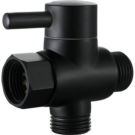 Absperrventil für Duschsäule, 1/2"-Duschkopf, T-förmiges WC-Becken (schwarz) - AquaForge