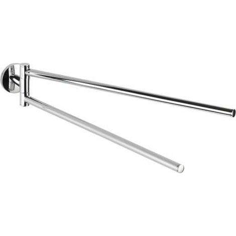 WENKO Portasciugamani da Muro per Bagno Cuba, con 2 barre rotative, in Zinco, 60x5x13.5 cm, Lucido (1/5)