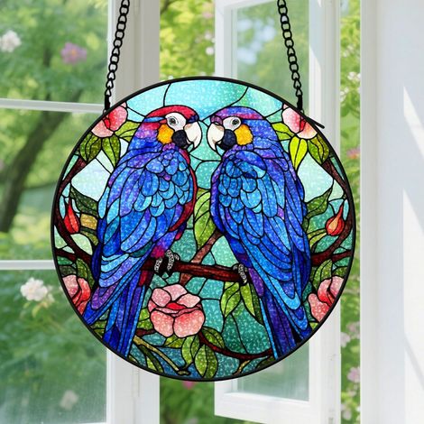 9cm Suspension en Vitrail, Attrape-Soleil Coloré Minimaliste Élégant en Verre, Décoration Maison Porte, Cadeau Anniversaire (1/5)